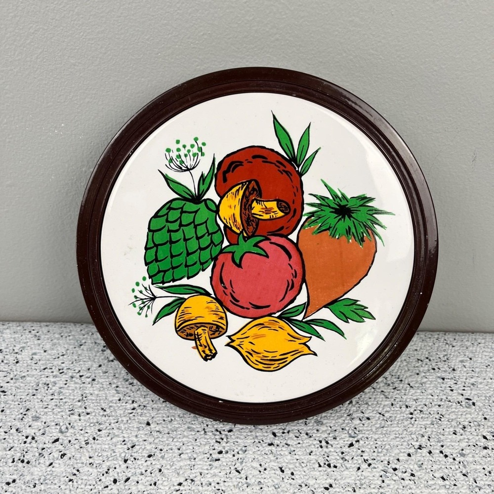 S&S Lacquerware Japan‎ Veggie Trivet Hot Plate Mushroom Artichoke Vintage